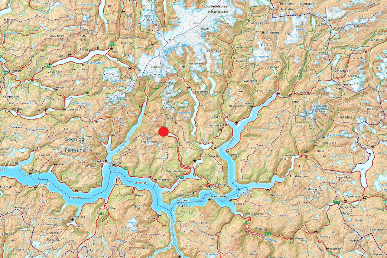 SKREDTATT: En skikjører ble tatt av skred ved Togga. Foto: Norgeskart SKREDTATT: En skikjører ble tatt av skred ved Togga. Foto: Norgeskart