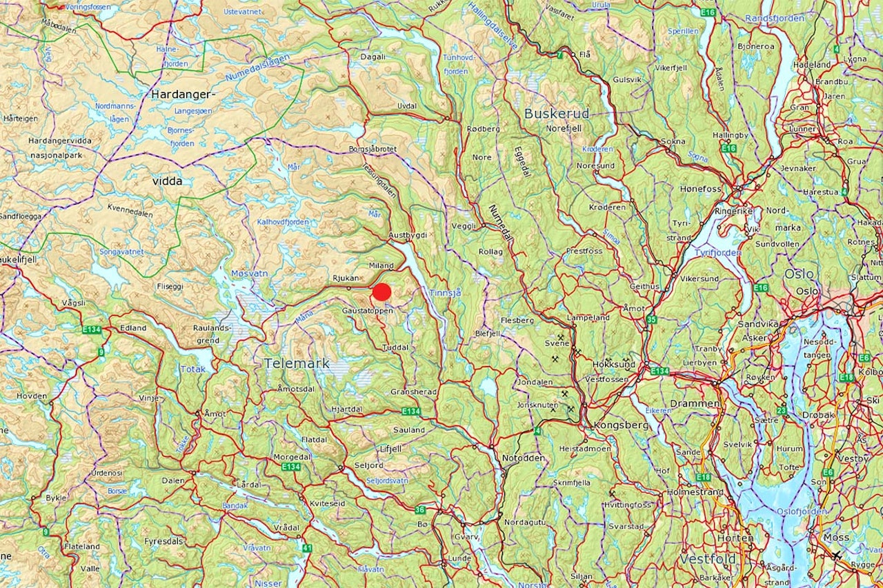 SKADD: Jenta skal ha kjørt på et tre i bunnen av bakken. Foto: Norgeskart SKADD: Jenta skal ha kjørt på et tre i bunnen av bakken. Foto: Norgeskart