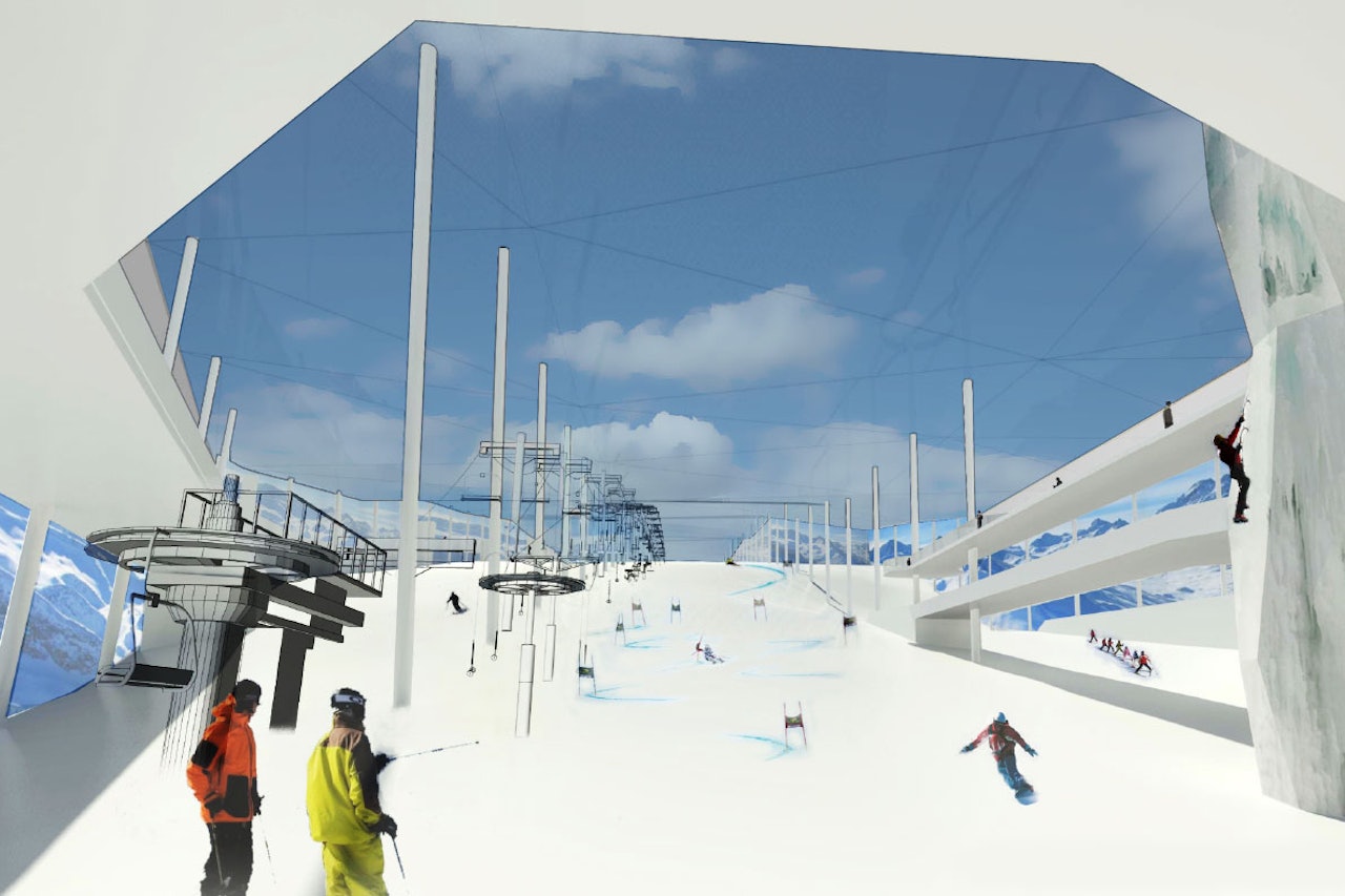 SKIHALL: Slik skal skihallen se ut fra innsiden. Foto: Skihallen SKIHALL: Slik skal skihallen se ut fra innsiden. Foto: Skihallen