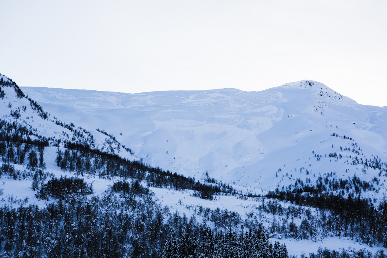 SKREDOMRÅDET: Blåfjell-gryta, fotografert fra Selseng. Foto: Espen Kristiansen SKREDOMRÅDET: Blåfjell-gryta, fotografert fra Selseng. Foto: Espen Kristiansen