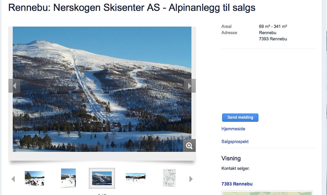 SALG: Her ligger Nerskogen Skisenter ute for salg. Foto: Skjermdump / Finn.no SALG: Her ligger Nerskogen Skisenter ute for salg. Foto: Skjermdump / Finn.no