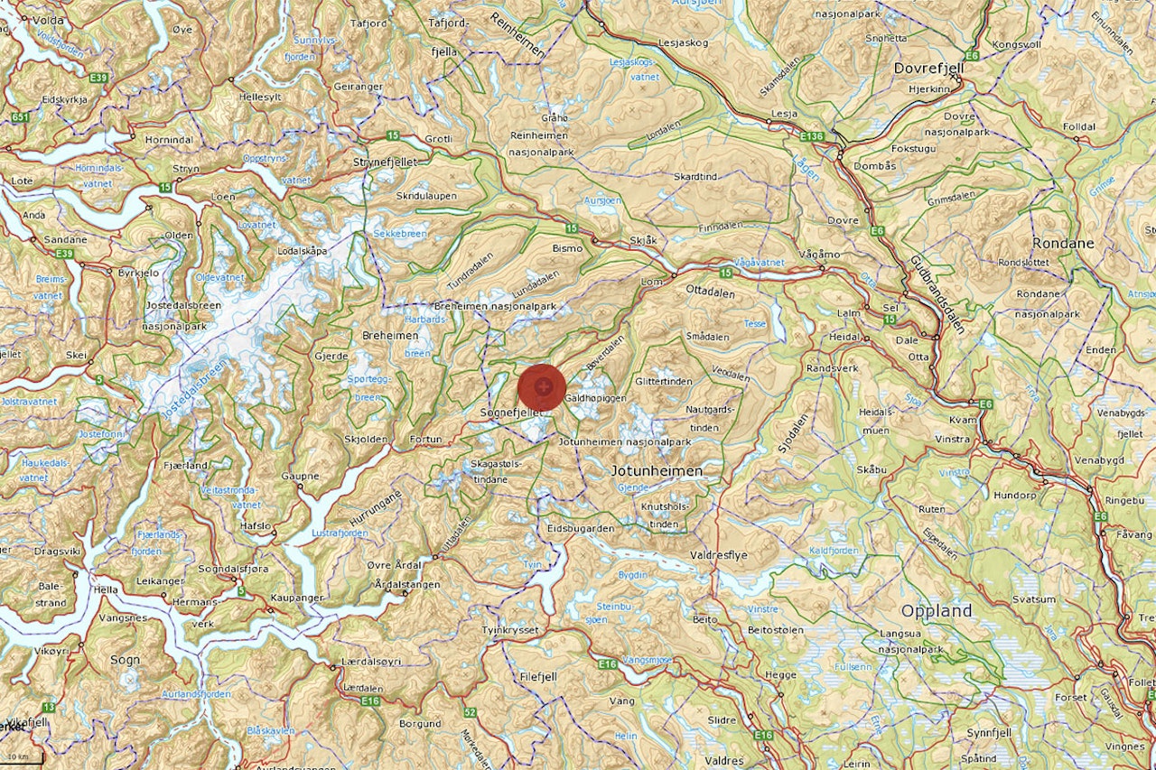 Det var her ulykken skjedde. Foto: Norgeskart Det var her ulykken skjedde. Foto: Norgeskart