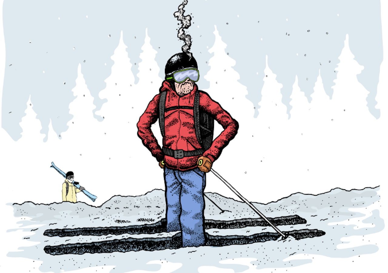 GJENNOMRÅTTEN: Snøen. Og sjelen til fyren på bildet, akkurat i dette øyeblikket. Illustrasjon: Danny Larsen GJENNOMRÅTTEN: Snøen. Og sjelen til fyren på bildet, akkurat i dette øyeblikket. Illustrasjon: Danny Larsen