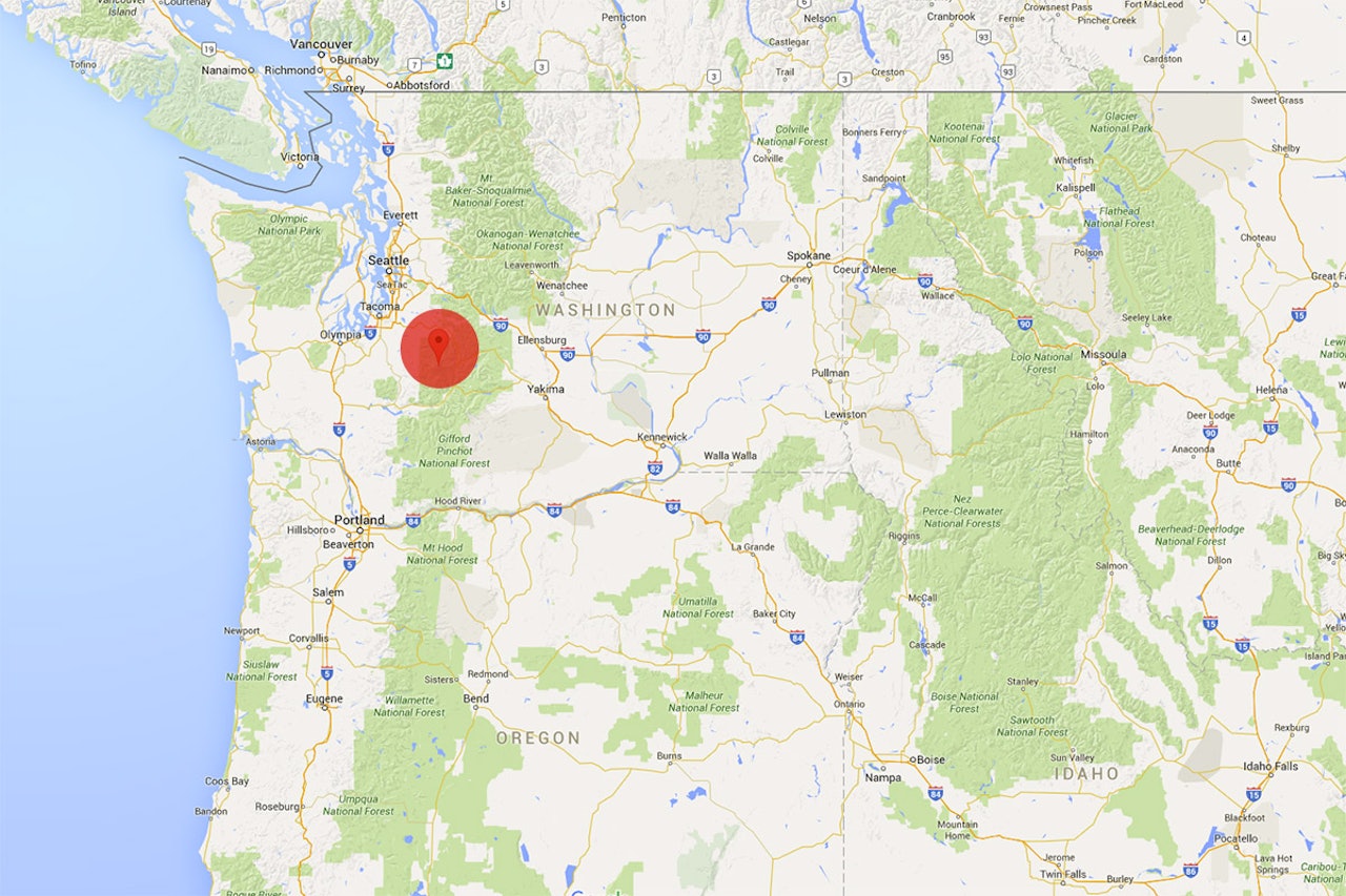 MOUNT RAINIER: Det fryktes at en norsk klatrer er omkommet i området merket med rødt. Foto: Google Maps MOUNT RAINIER: Det fryktes at en norsk klatrer er omkommet i området merket med rødt. Foto: Google Maps