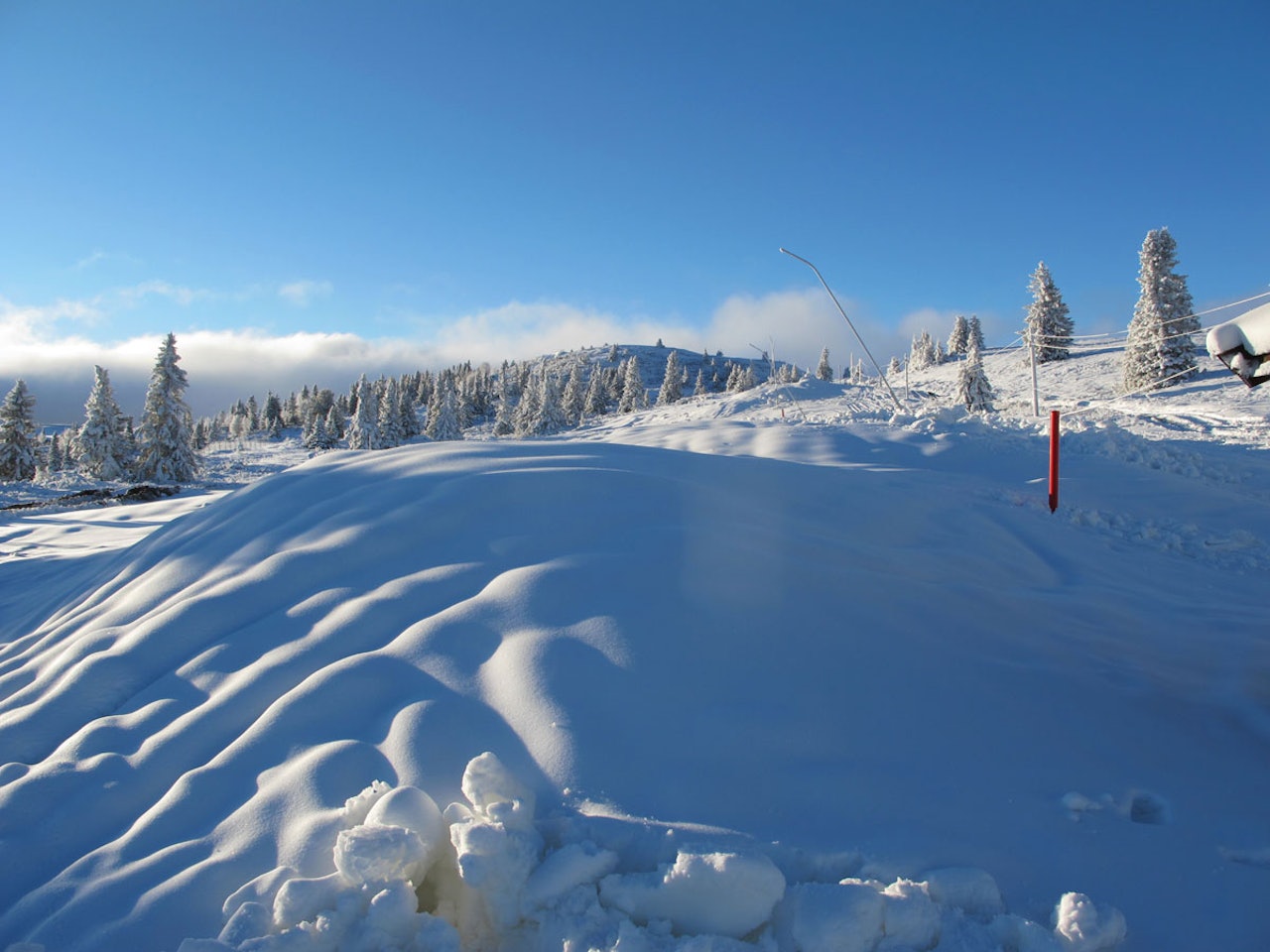 STOREFJELL NÅ: Dette bildet ble tatt på Storefjell torsdag ettermiddag. Fine vinterforhold og heisåpning lørdag som de første i Norge! Foto: Arne Nibstad