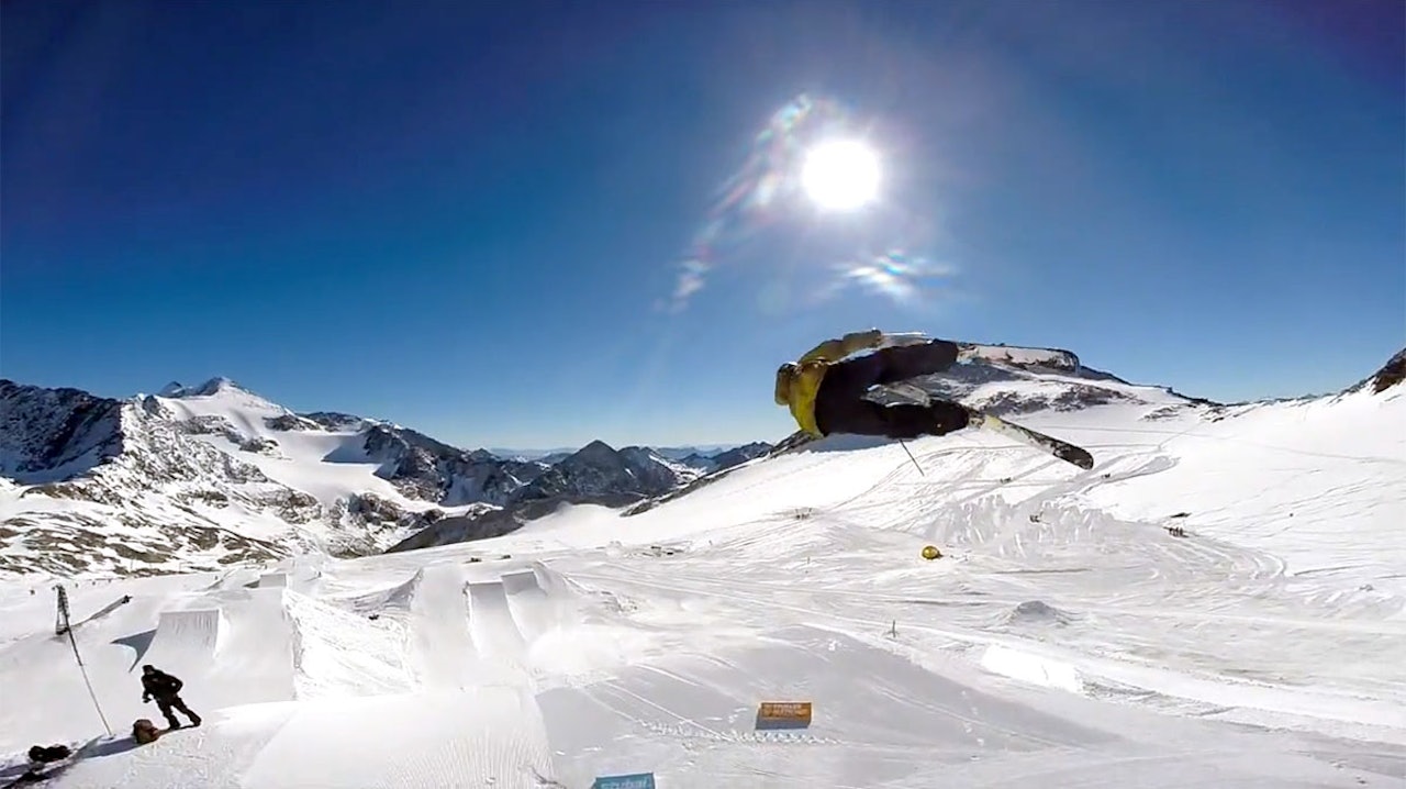 DOBBELGRAB: Aleksander Aurdal bryter seg på i den vanvittige parken i Stubai. Foto: Luke Ocho Allen DOBBELGRAB: Aleksander Aurdal bryter seg på i den vanvittige parken i Stubai. Foto: Luke Ocho Allen