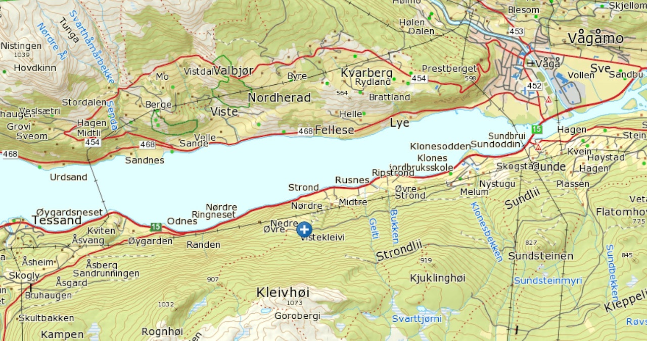SKRED: Raset gikk nedenfor toppen Kleivhøe nær Vågå. SKRED: Raset gikk nedenfor toppen Kleivhøe nær Vågå.