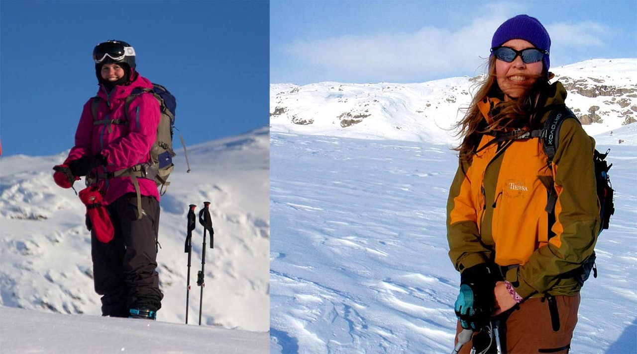 UNDERSØKER: Ragni Odeen (til venstre) og Victoria Rönnbäck har undersøkt skandinaviske frikjøreres holdninger til snøskred, og gjort flere interessante funn. Foto: Privat 