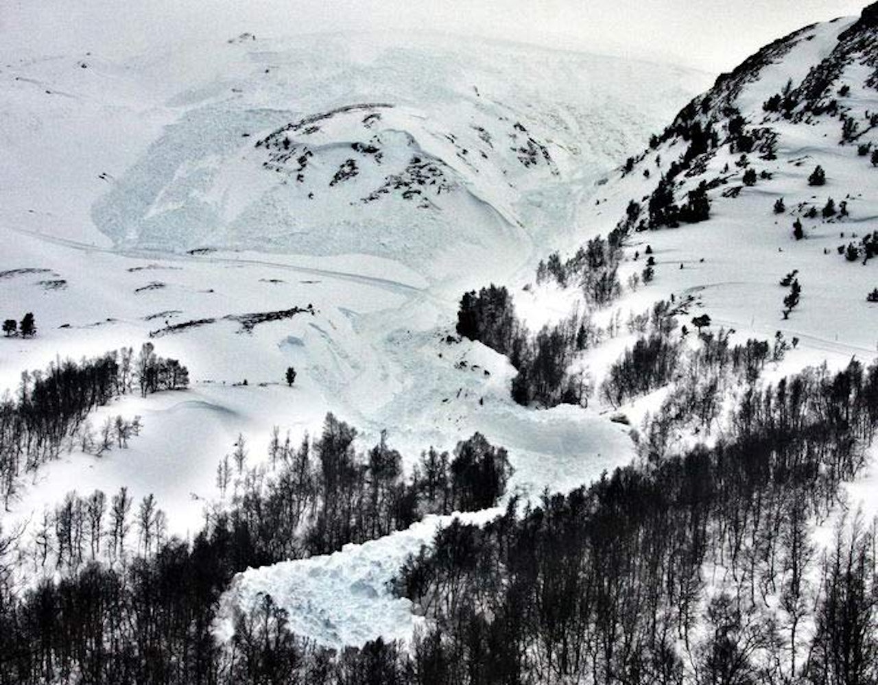 KJEMPESKRED: Større skred enn det som gikk i Skarbekkdalen like ved Oppdal skisenter mandag morgen er det ikke plass til i området. Foto: Ludvig Killingberg KJEMPESKRED: Større skred enn det som gikk i Skarbekkdalen like ved Oppdal skisenter mandag morgen er det ikke plass til i området. Foto: Ludvig Killingberg