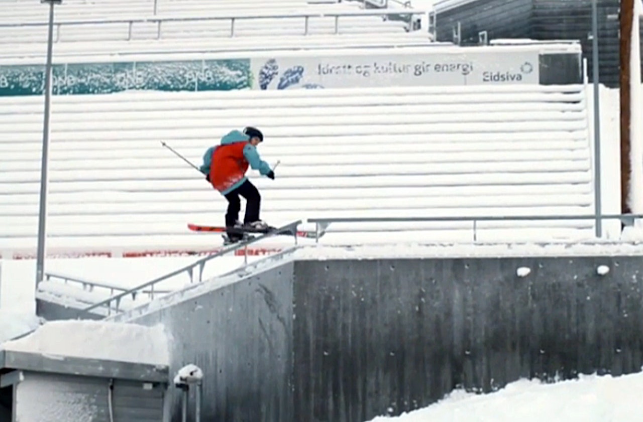 BERØMT ARENA: Her hopper, og railer, Jesper Tjäder i Lysgårdsbakkene ved Lillehammer.