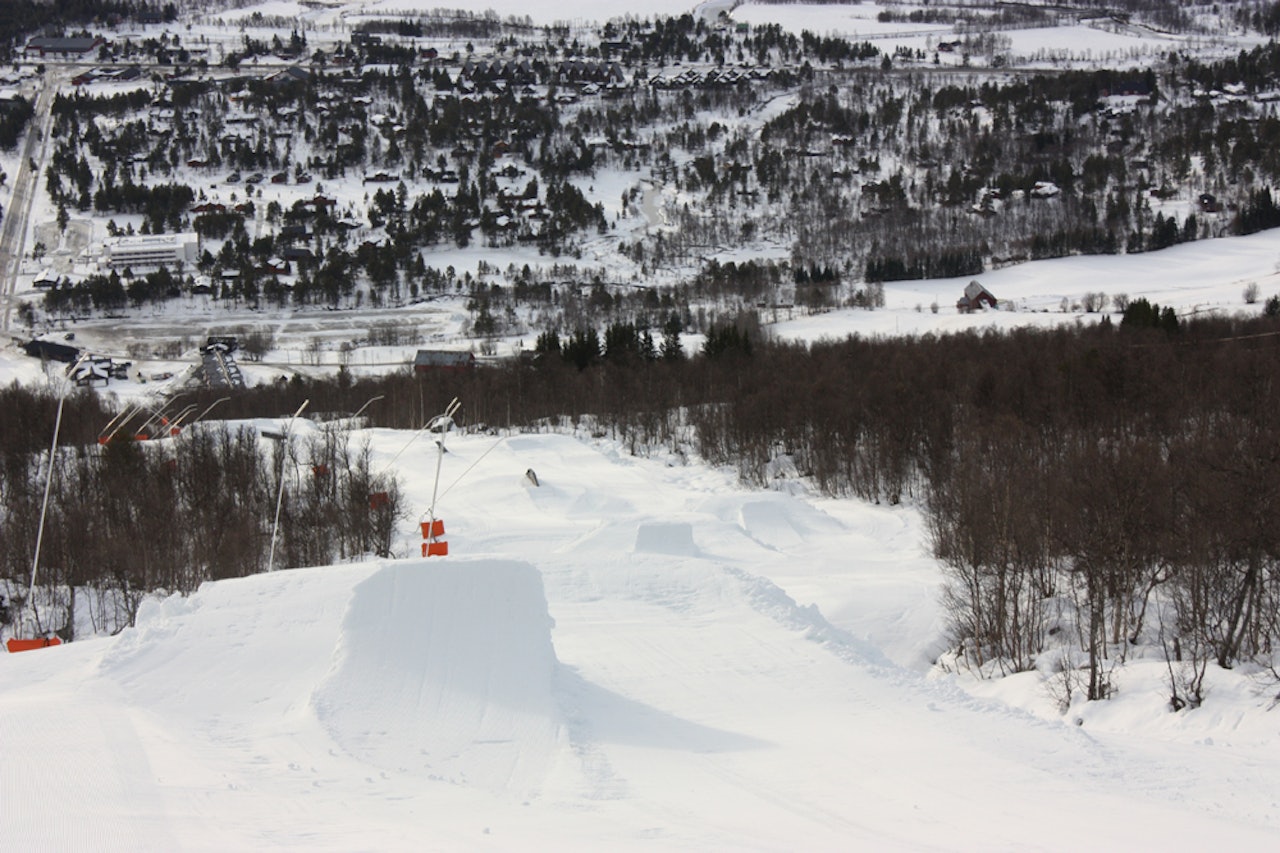 18 HOPP: Totalt 18 hopp og fire rails står klare for publikum når Bjorli starter heisene i morgen. Foto: Ola Erik Myren