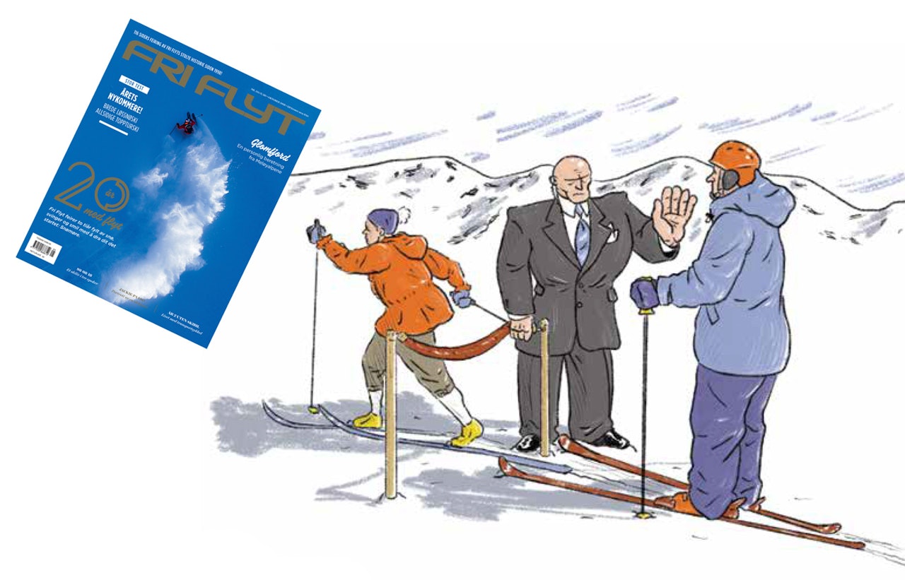 NYTT NUMMER: I anledning Fri Flyts 20-års jubileum skriver ansvarlig redaktør Erlend Sande om allemannsrett, integritet og de nye idrettene. Illustrasjon: Didrik Magnus-Andresen. Coverbilde: Oskar Enander NYTT NUMMER: I anledning Fri Flyts 20-års jubileum skriver ansvarlig redaktør Erlend Sande om allemannsrett, integritet og de nye idrettene. Illustrasjon: Didrik Magnus-Andresen. Coverbilde: Oskar Enander