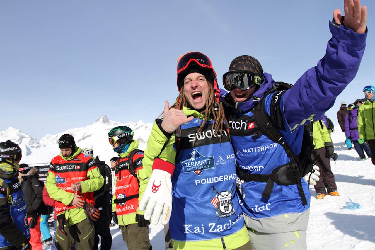 FORNØYD: Lagkaptein Kaj Zackrisson og Team Europas bestemann, Fabio Studer, jubler etter å ha sikra seieren i Swatch Skier´s Cup. Foto: Tore Meirik FORNØYD: Lagkaptein Kaj Zackrisson og Team Europas bestemann, Fabio Studer, jubler etter å ha sikra seieren i Swatch Skier´s Cup. Foto: Tore Meirik