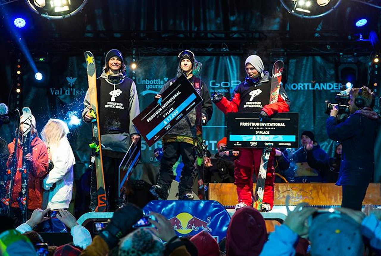 PÅ PALLEN: PK Hunder ble nummer tre på giganthoppet i Val d´Isere. Foto: Frostgun PÅ PALLEN: PK Hunder ble nummer tre på giganthoppet i Val d´Isere. Foto: Frostgun