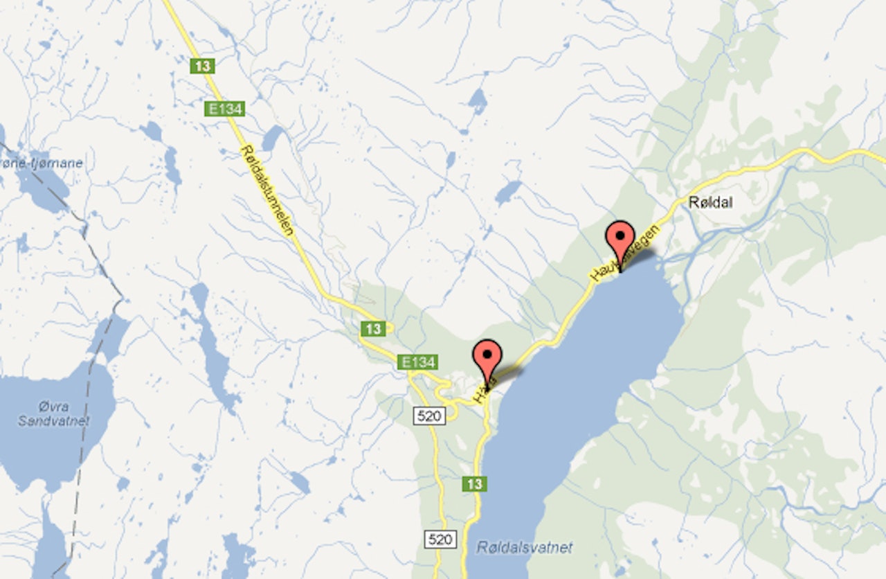 HER: Mellom Hamre og Håra på E134 gikk det enorme raset. HER: Mellom Hamre og Håra på E134 gikk det enorme raset.