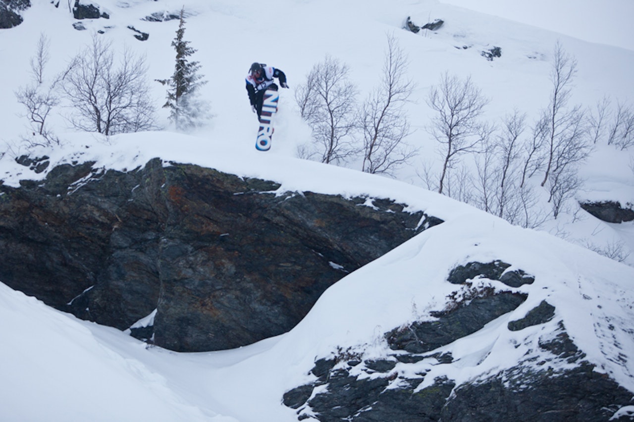 ERLEND: Den gamle snowboardhelten Erlend Haugo vant, og skal dermed kjøre Voss freeride! Bilde: Per Finne