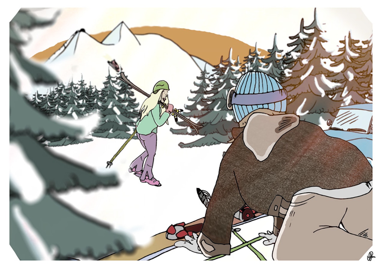 ISKALD KJÆRLIGHET: Dette er historien om iskald kjærlighet som muligens kan tines. Illustrasjon: Jan Petter Aarskog