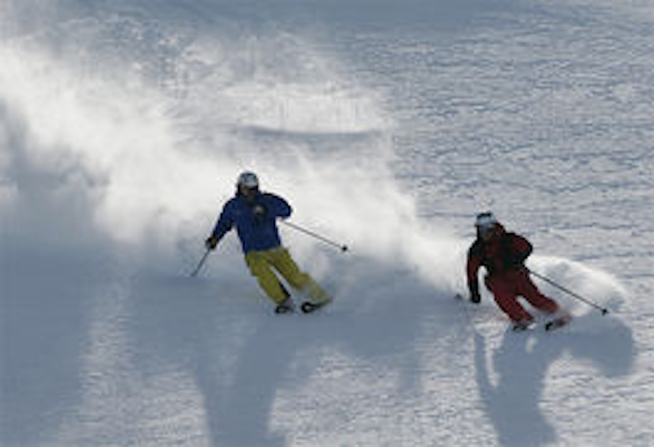 Aksel Lund Svindal og Eirik Finseth cruiser inn til puddergull. Aksel Lund Svindal og Eirik Finseth cruiser inn til puddergull.
