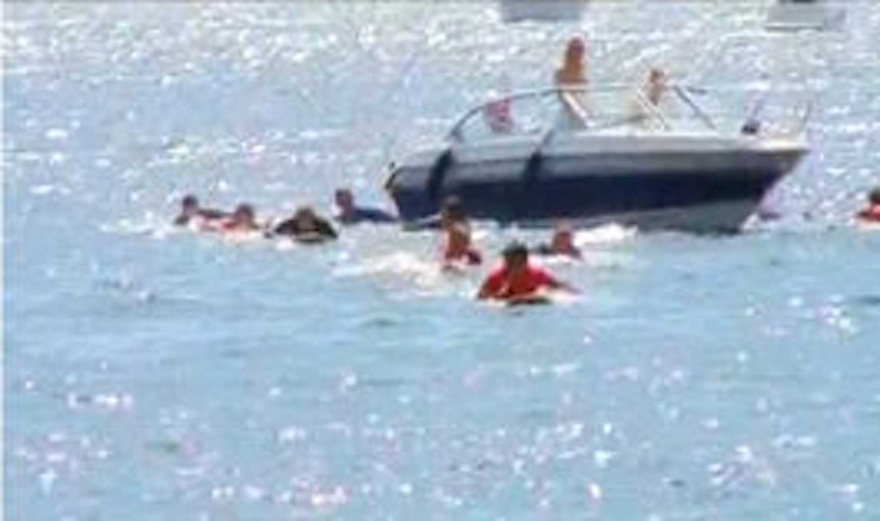 Padledelen gikk utenfor Aker Brygge. Padledelen gikk utenfor Aker Brygge.