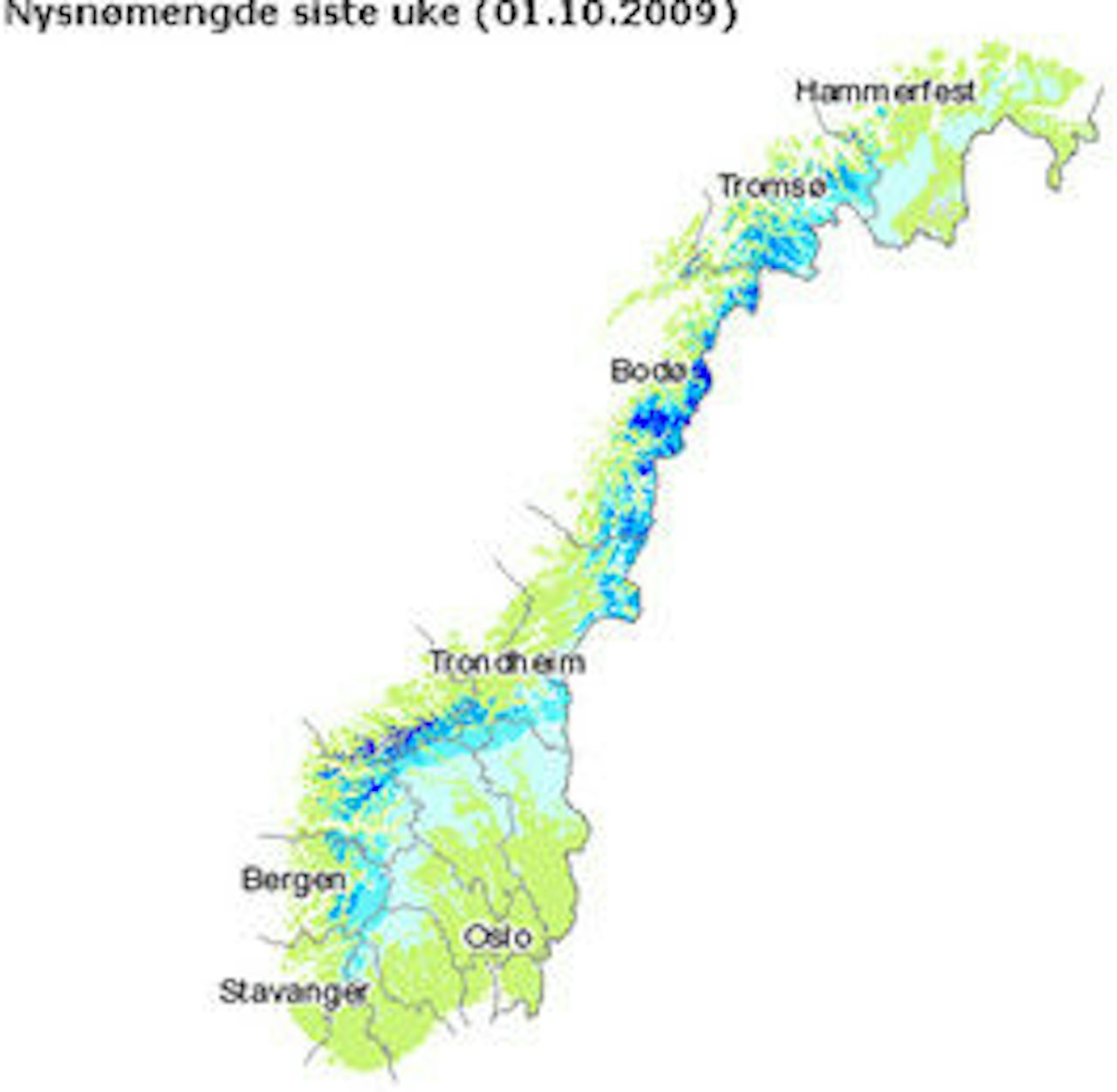 Det meste av landet har nysnø i høyden, Og mer er på vei. Det meste av landet har nysnø i høyden, Og mer er på vei.