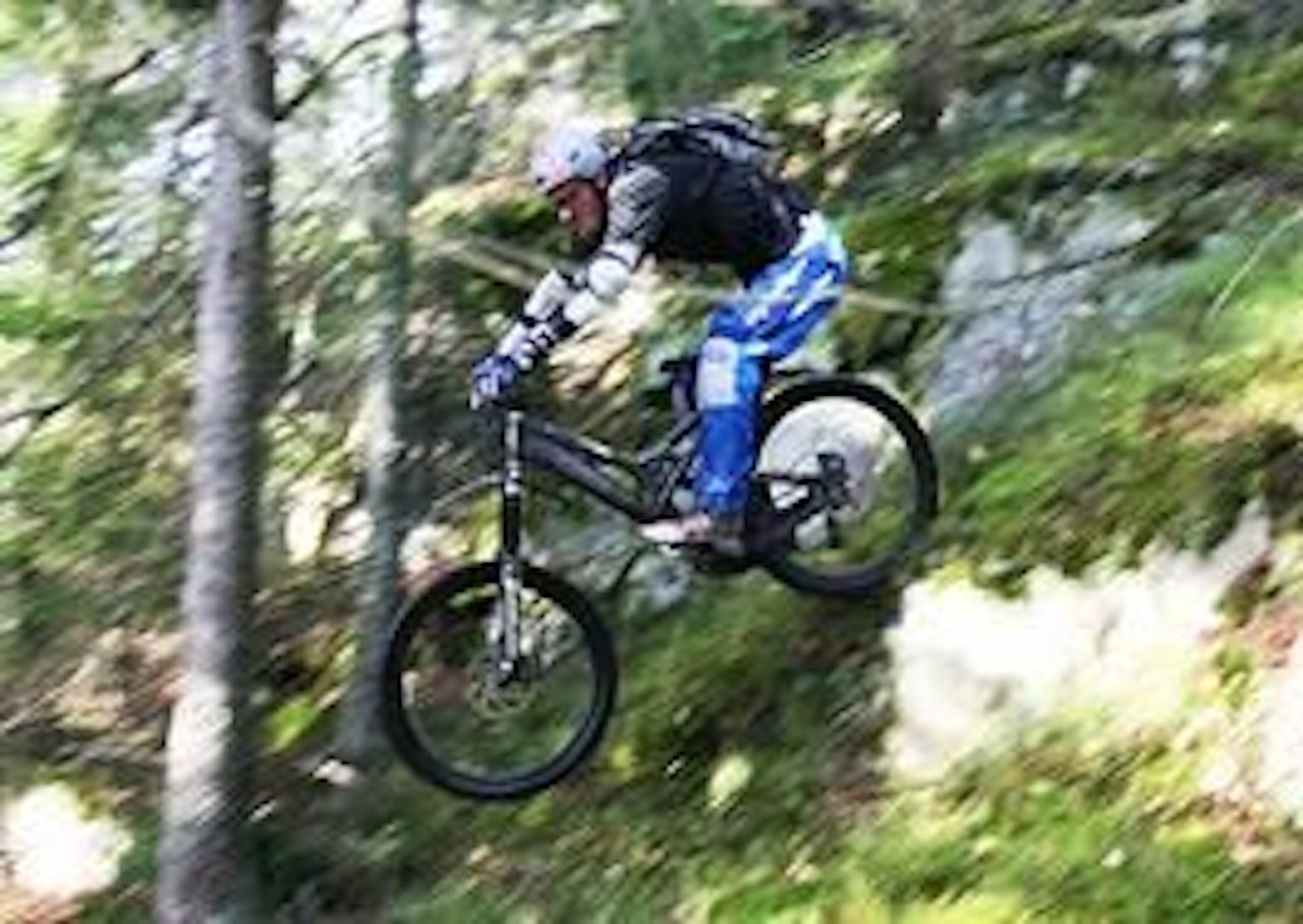 TRESOMT: Mellom busker og trær finnes stier bratte nok til å gi luft under dekkene. TRESOMT: Mellom busker og trær finnes stier bratte nok til å gi luft under dekkene.