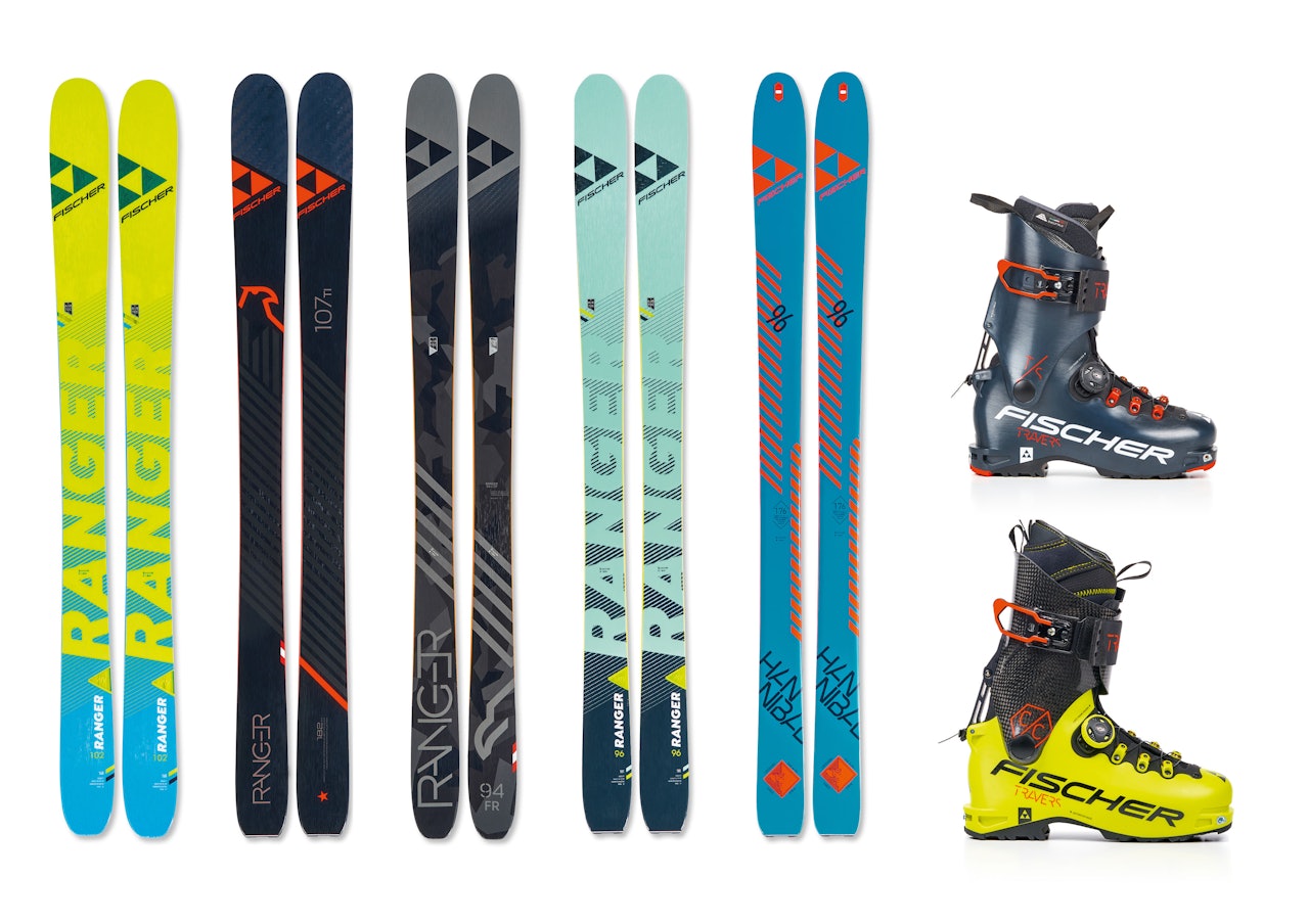 NESTE ÅR FRA FISCHER: Fra venstre My Ranger 102 FR, Ranger 107 TI, Ranger 94 FR, My Ranger 96 TI, Hannibal 96 carbon, Travers TS og Travers CC. NESTE ÅR FRA FISCHER: Fra venstre My Ranger 102 FR, Ranger 107 TI, Ranger 94 FR, My Ranger 96 TI, Hannibal 96 carbon, Travers TS og Travers CC.