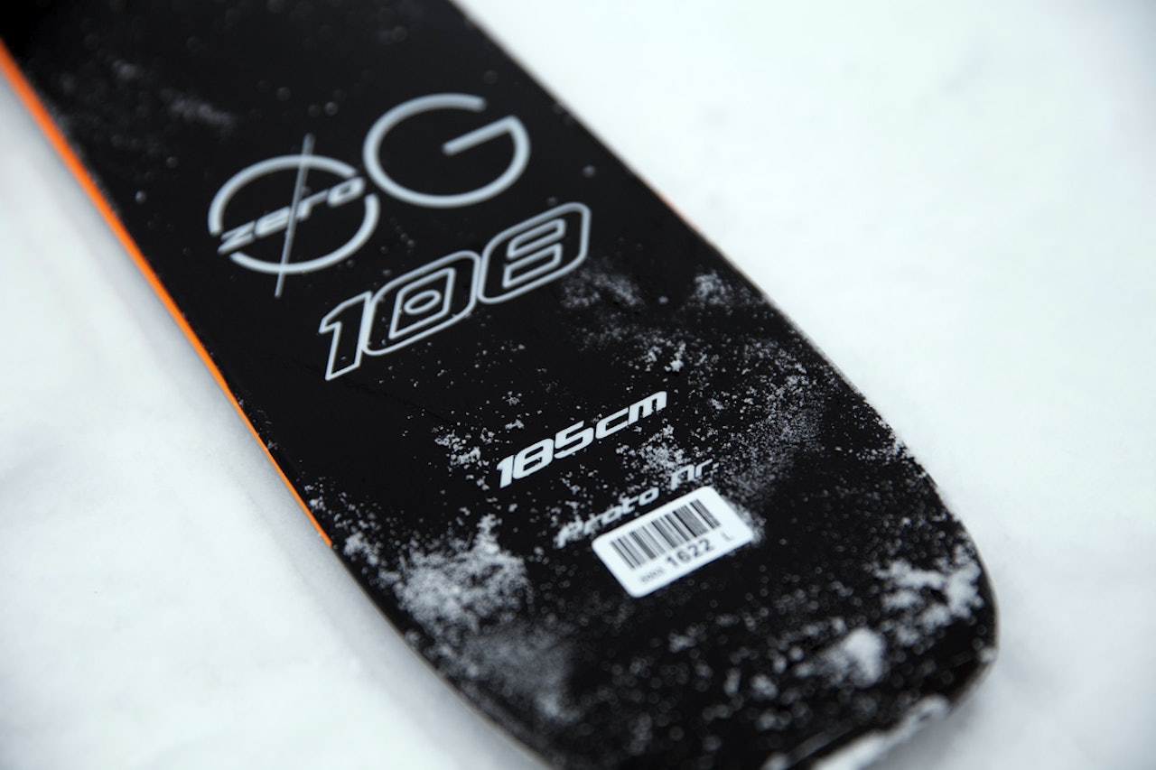 PÅ G: Den breieste skia i Blizzards nye toppturserie ZERO G er 108 mm på midten, og veier inn på småpene 1750 gram i lengde 185 cm. Foto: HP Hval