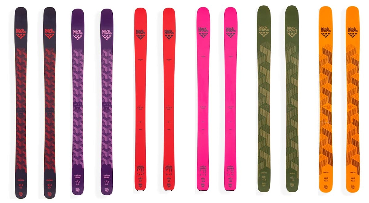 BLACK CROWN NESTE VINTER: Fra venstre: Camox, Camox Birdie (dameversjon), Camox Freebird (toppturversjon), Corvus Freebird, Anima og Nocta. BLACK CROWN NESTE VINTER: Fra venstre: Camox, Camox Birdie (dameversjon), Camox Freebird (toppturversjon), Corvus Freebird, Anima og Nocta.