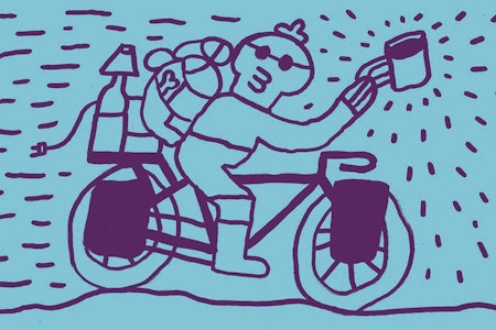 TOUR DE HANS: I sommer skal jeg se verden fra et sykkelsete. Illustrasjon: Petter Richardsen Nordhagen