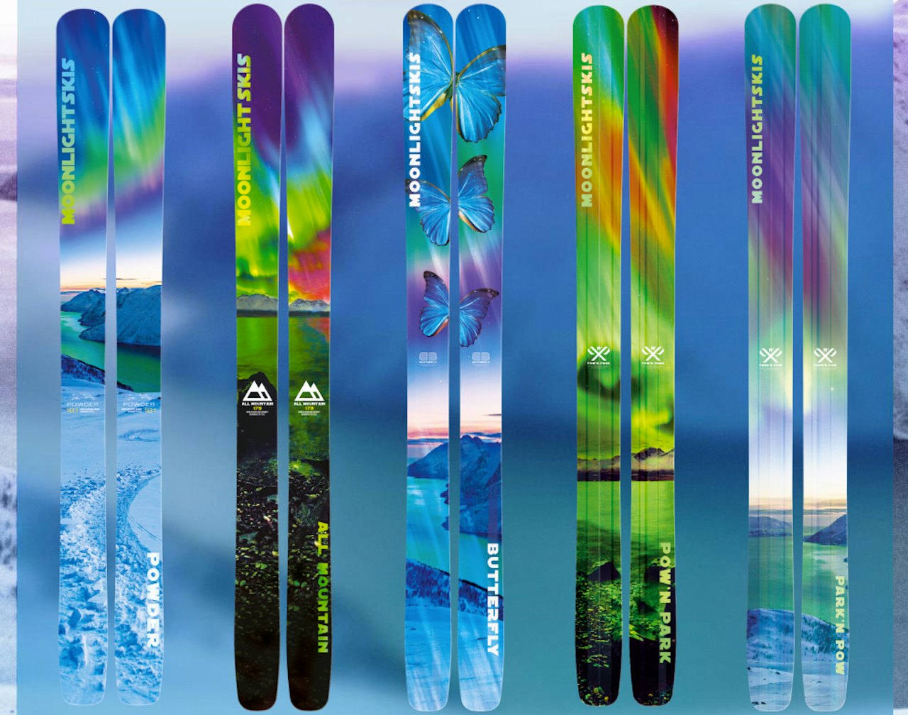 MÅNELYST: Dette er de norskdesigna skiene som skal være blant de letteste, brede skiene som er å oppdrive.