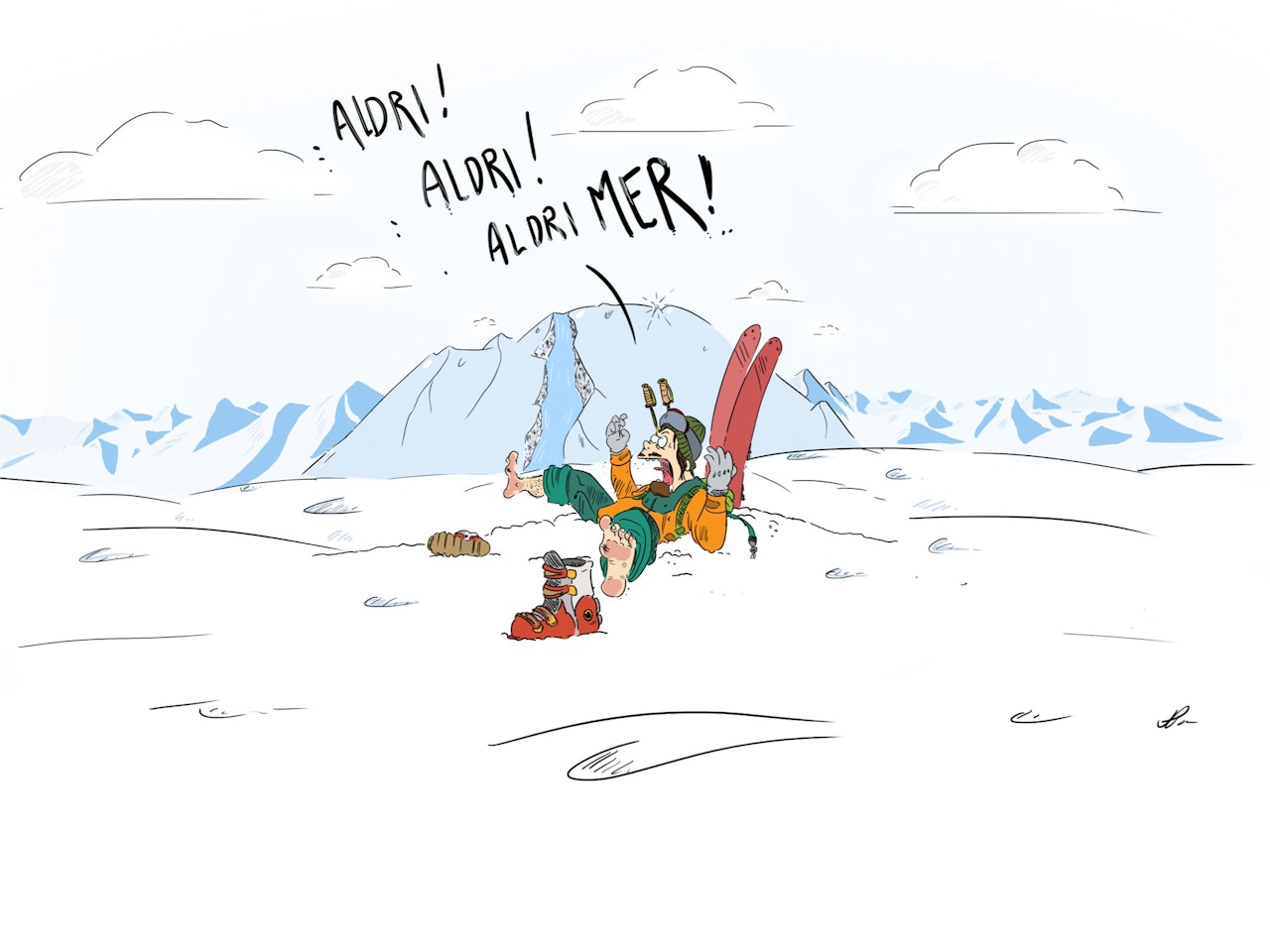 SANNHETEN: Du kan ljuge. Det kan ikke føttene dine. Ref. livsløgn nr. 3. Illustrasjon: Jan Petter Aarskog SANNHETEN: Du kan ljuge. Det kan ikke føttene dine. Ref. livsløgn nr. 3. Illustrasjon: Jan Petter Aarskog