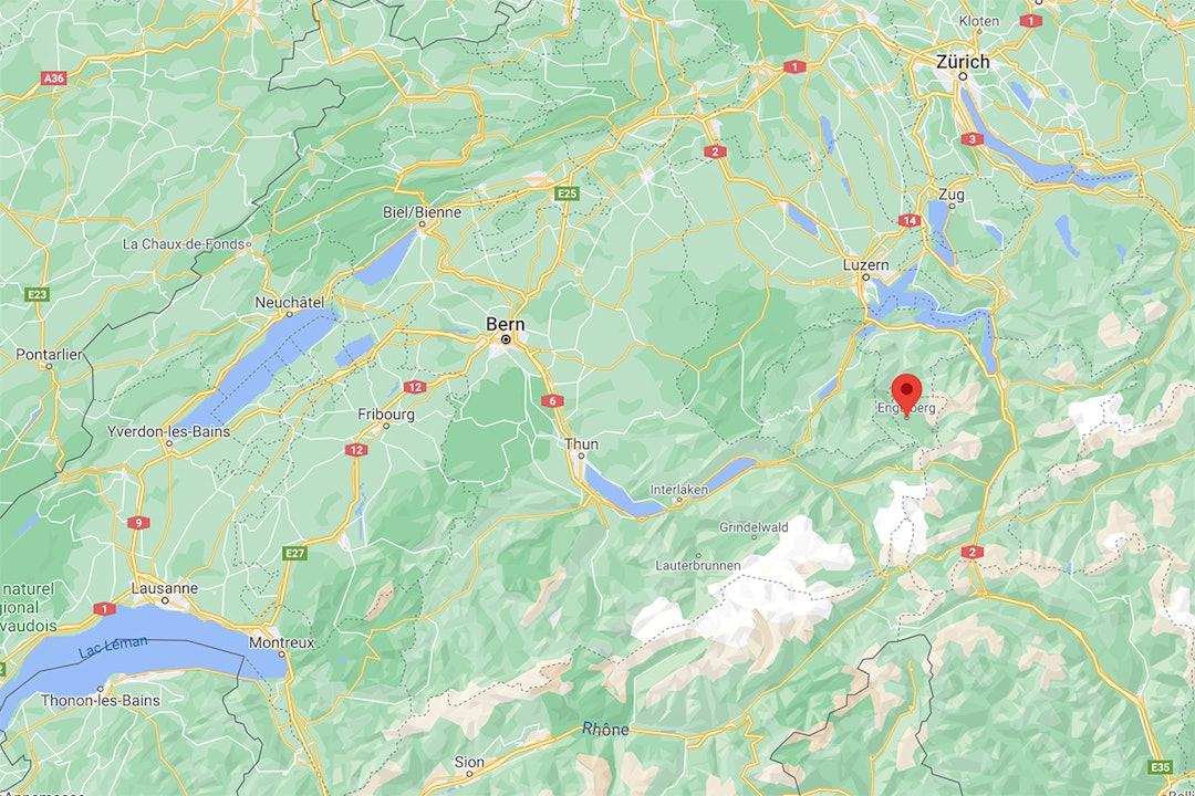 SKRED: Skredet gikk like ved skianlegget i Engelberg. Foto: Google Maps Engelberg