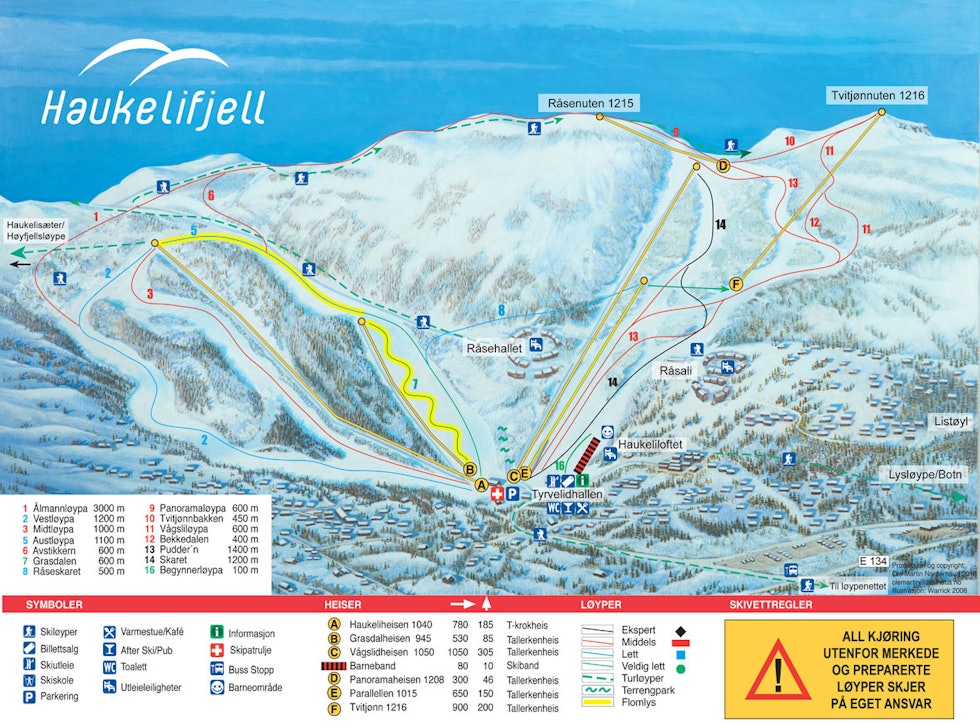 løypekart haukelifjell skisenter guide alpint ski twintip fri flyt