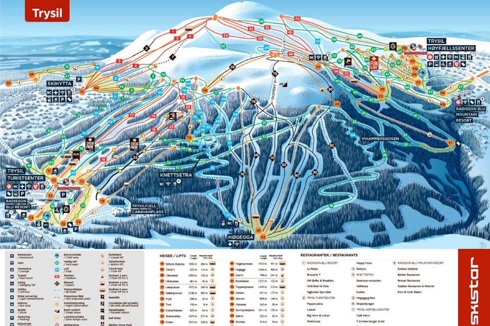 Løypekart piste map alpint ski snowboard trysil freeride info fri flyt