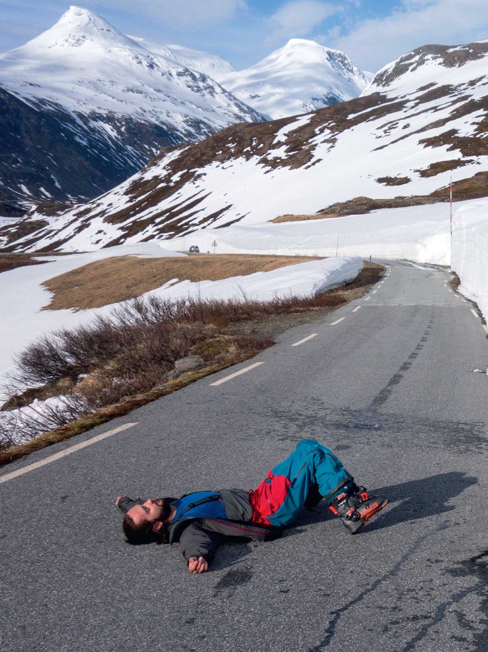 God tid: Ingen grunn til å stresse hjemover. Asfalt kan være svært behagelig å ligge på når sola steker. Foto: Vegard Aasen. Vebjørn Enersen