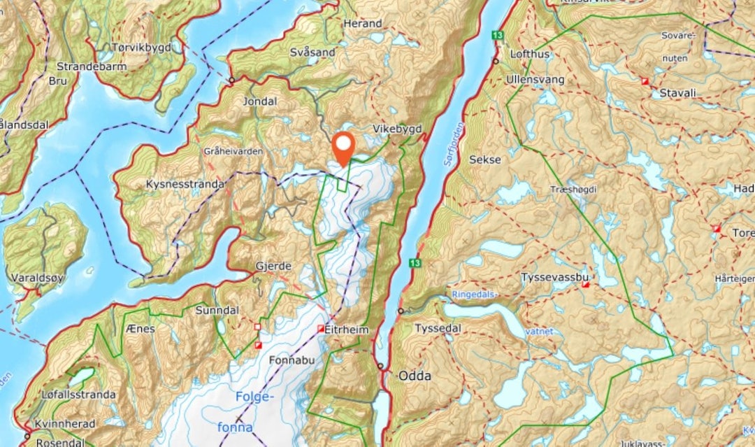 Fonna ligger på Jorfjellbreen, en utstikker av nordre folgefonna - som du kjører under før du kommer opp på den. fonna glacier ski fonna
