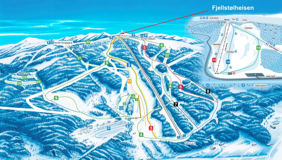Valdres alpinsenter beitosølen jotunheimen aurdal skisenter løypekart alpint snowboard fri flyt guide snowboard ski freeride