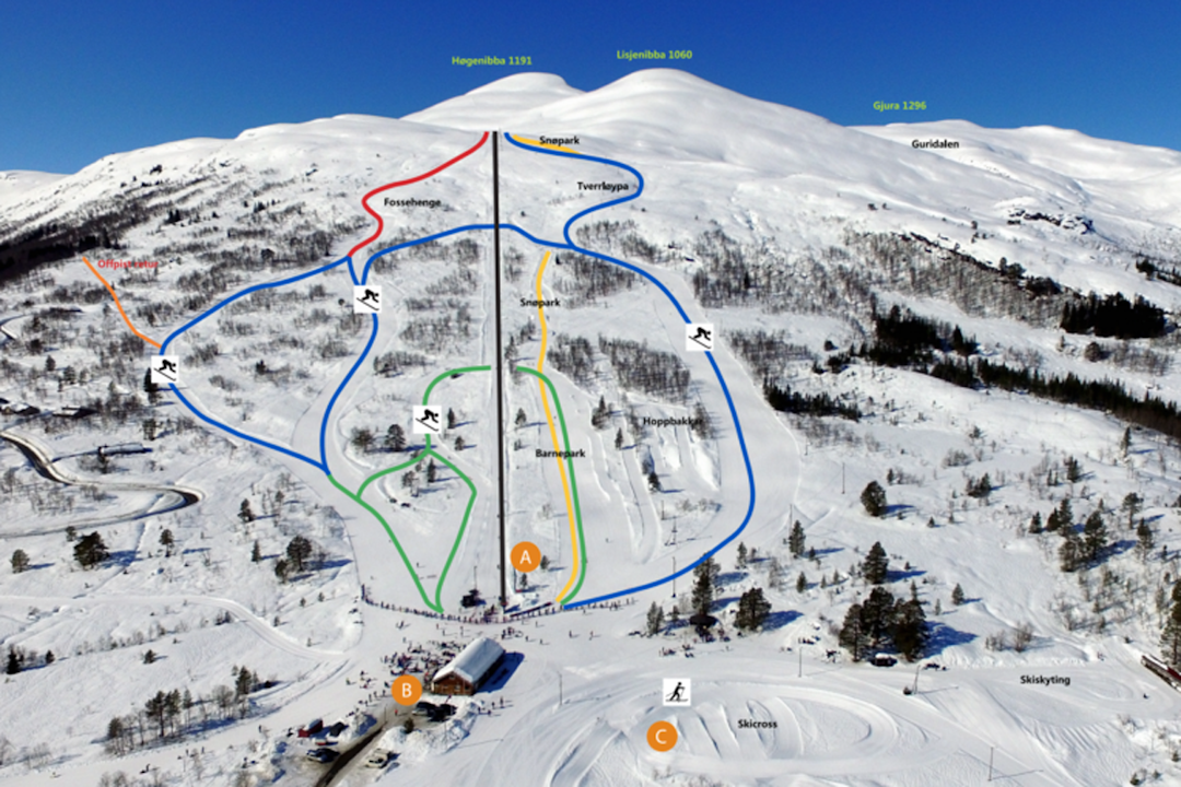 Hornindal skryter av å ha Sunnmøres lengste T-krok. Det, og litt Sunnmørsalper, er egentlig alt du trenger! Hornindal skisenter løypekart