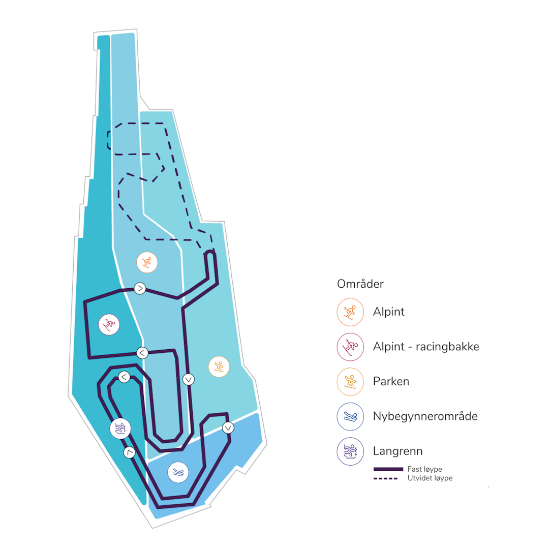 Ingen andre anlegg har et løypekart som egentlig bare er en plantegning. SNØ lørenskog alpin ski snowboard skistar guide freeride