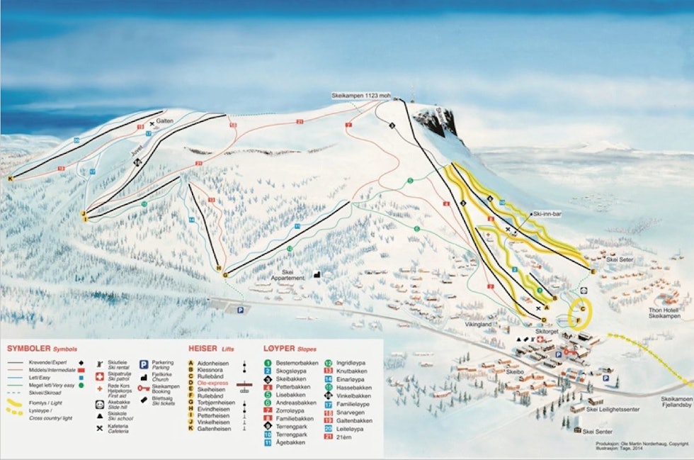 Skeikampen løypekart fri flyt alpint ski