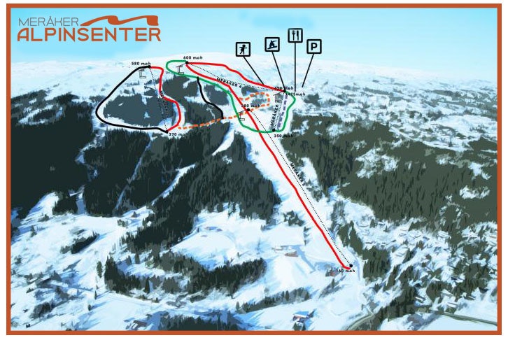 Meråker alpinsenter trondheim trøndelag storlien åre skisenter løypekart alpint snowboard fri flyt guide snowboard ski freeride