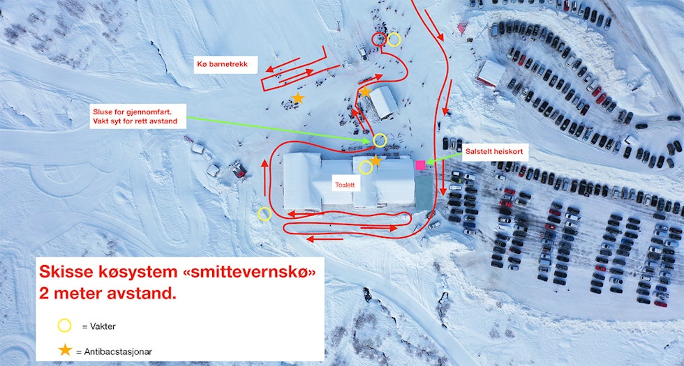 KØ: Slik skal Hodlekve løse køsystemet til helga. Foto: Sogndal skisenter Hovden skisenter