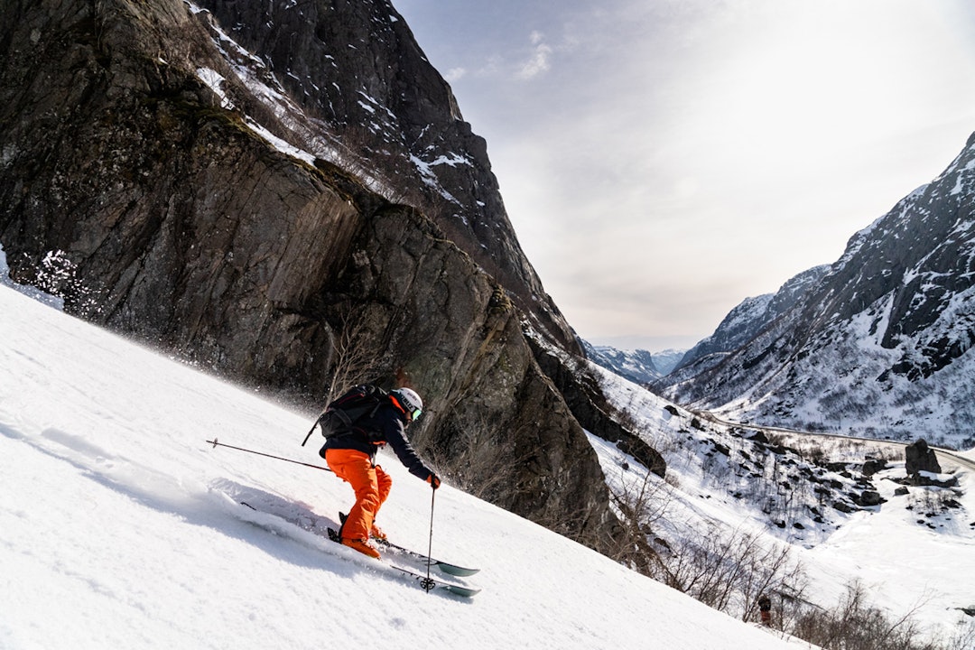 Fra en hemmelig renne østenfor Sirdal skisenter. Foto: Christian Nerdrum Skipatruljen Sirdal skisenter rennekjøring fri flyt