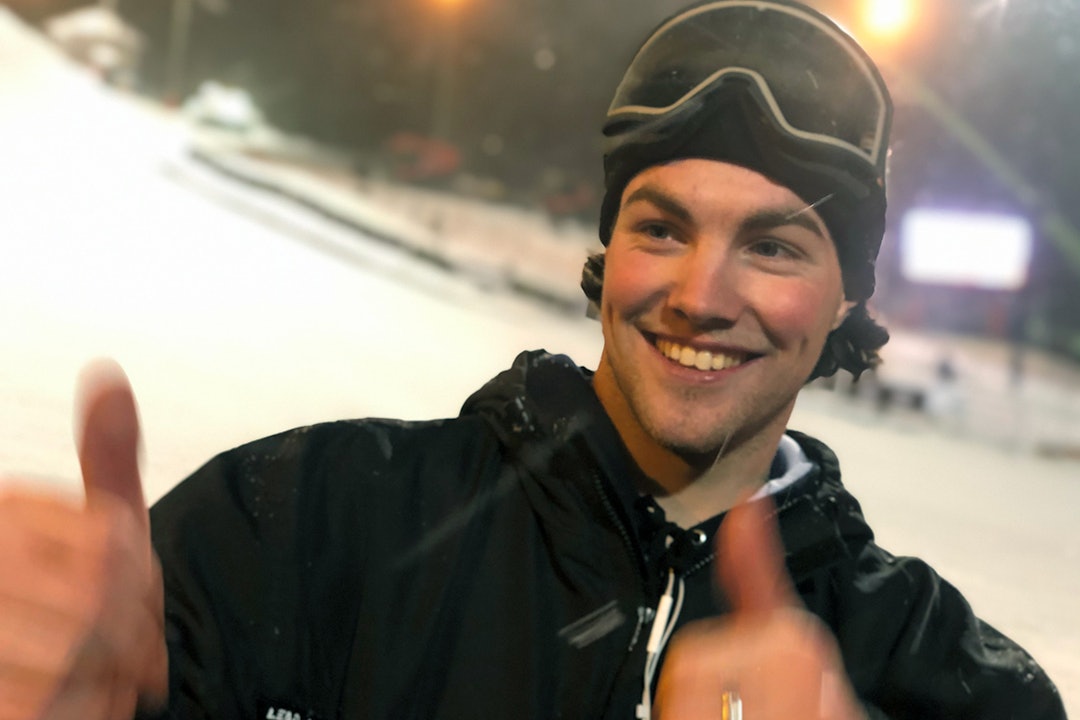 GLAD MANN: Petter Ulsletten var en mildt sagt glad fyr etter knuckle huck-konkurransen. Foto: Anders Holtet Petter Ulsletten