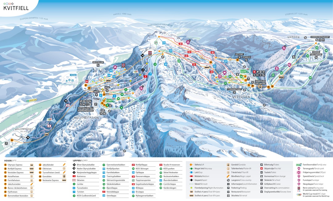 LØYPE: Slik ser det nye løypekartet til Kvtifjell ut. Foto: Kvitfjell Løypekart Kvitfjell