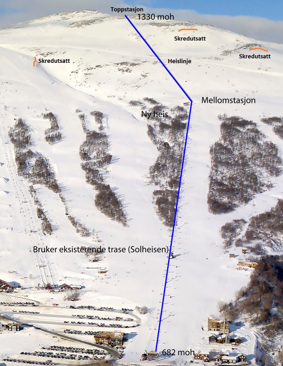 TIL TOPPS: Slik er ruten opp til toppen av Vangshøa med den nye heisen. Arkivfoto