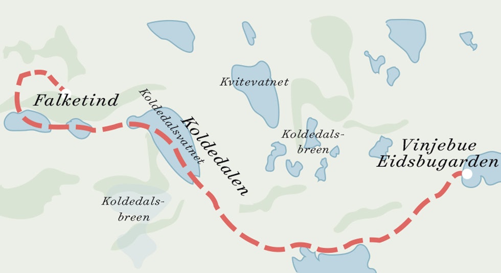 Falketind med rute Falketind med rute