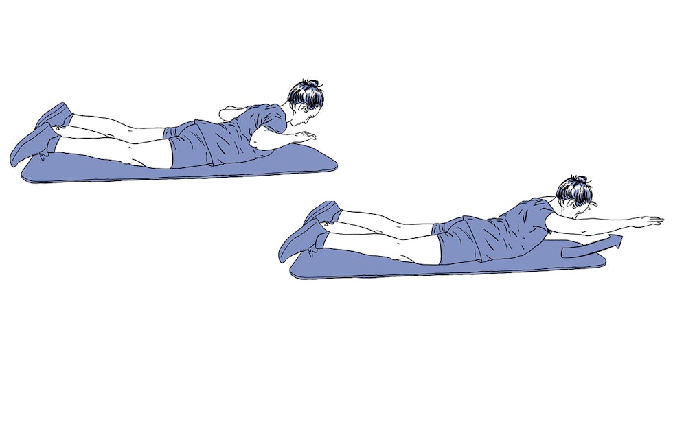 STRINGTEORIEN: Det brenner mindre foran i lårene om du trener bak- siden (hamstrings). Illustrasjon: Didrik Magnus-Andresen Superman trening