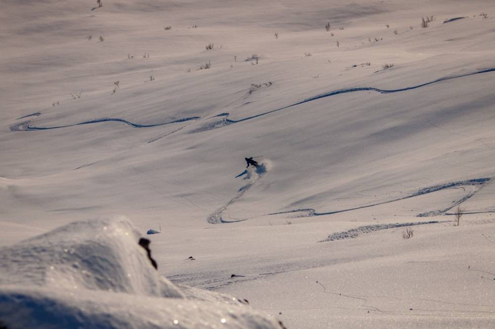 NEDKJØRING: Petter Westgaard setter fart ned dagens siste nedkjøring. Foto: Magnus Utkilen