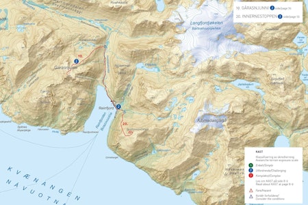 Oversikstkart med inntegnet rute. Oversikstkart med inntegnet rute.